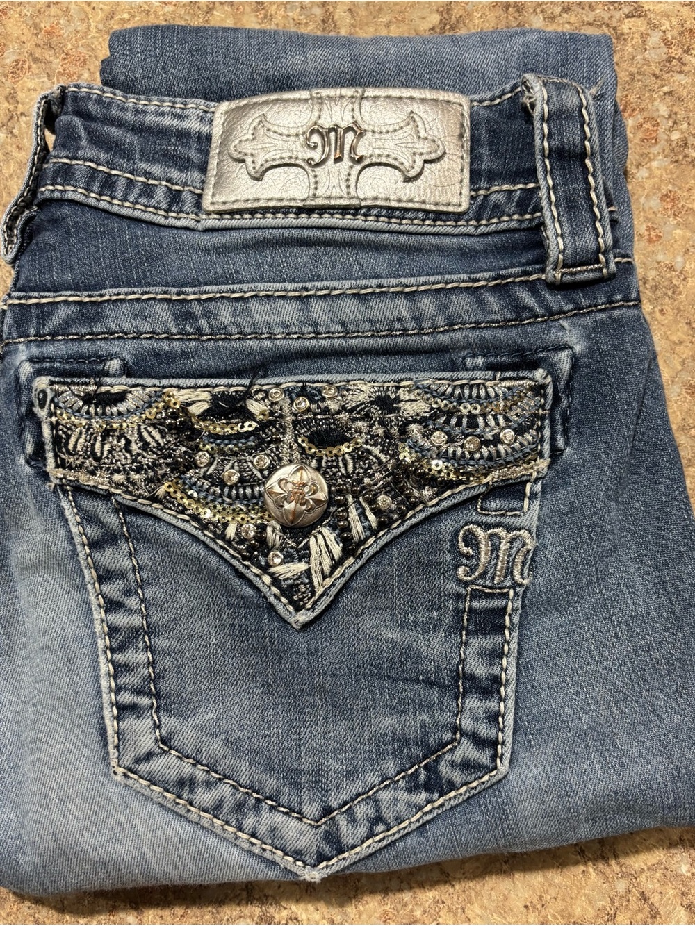 Miss Me Embellished Medium Blue Skinny Jeans